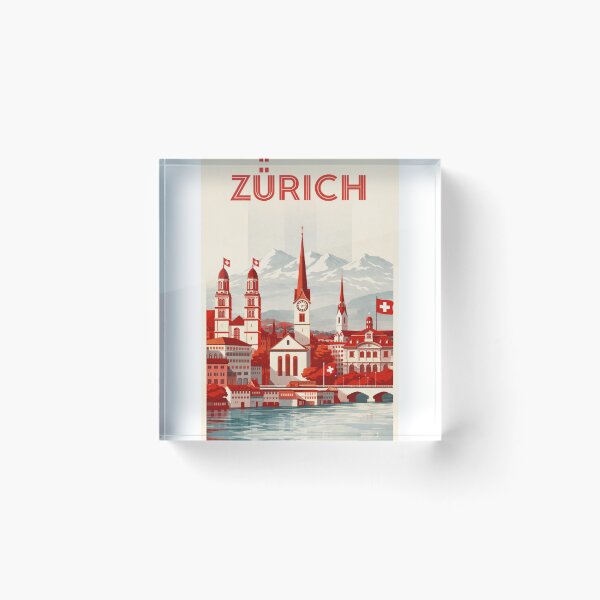 Item preview, Zürich Cityscape with Grossmünster, Fraumünster and Swiss Alps designed and sold by Aryabek.