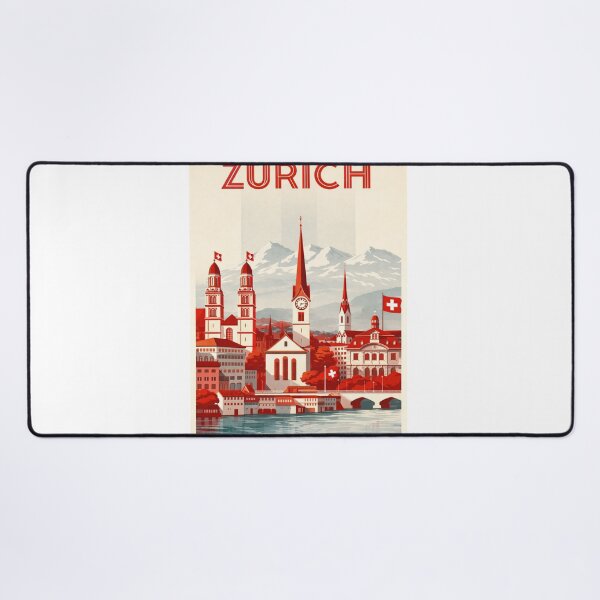 Item preview, Zürich Cityscape with Grossmünster, Fraumünster and Swiss Alps designed and sold by Aryabek.