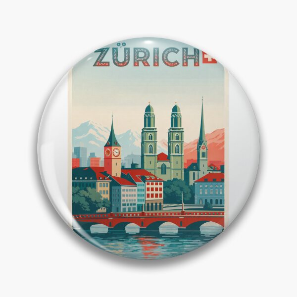 Item preview, Zürich Skyline with Grossmünster, Münsterbrücke and Swiss Alps View designed and sold by Aryabek.