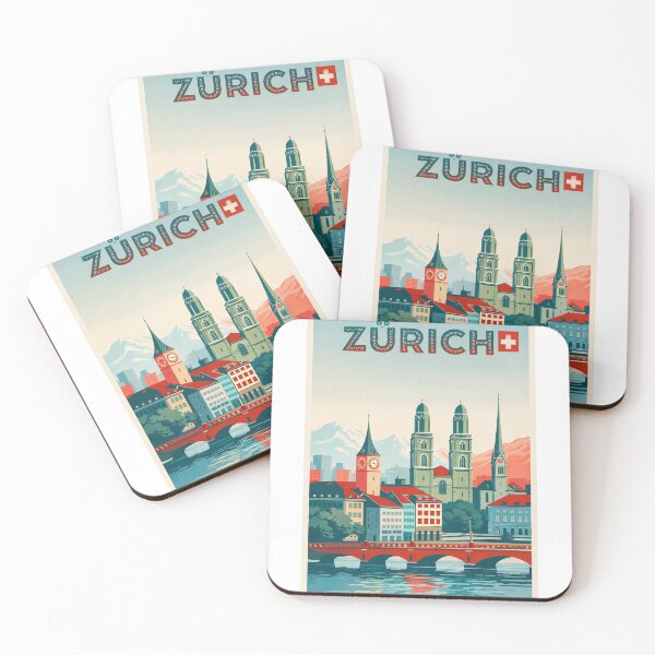 Item preview, Zürich Skyline with Grossmünster, Münsterbrücke and Swiss Alps View designed and sold by Aryabek.