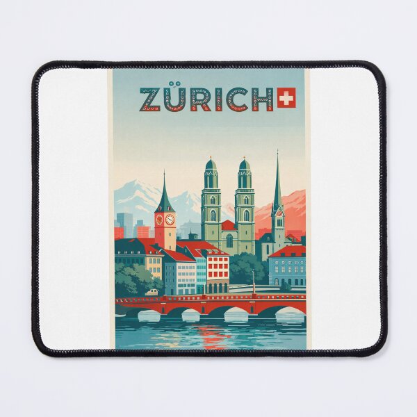 Item preview, Zürich Skyline with Grossmünster, Münsterbrücke and Swiss Alps View designed and sold by Aryabek.