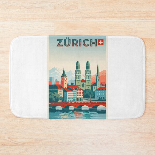 Item preview, Zürich Skyline with Grossmünster, Münsterbrücke and Swiss Alps View designed and sold by Aryabek.