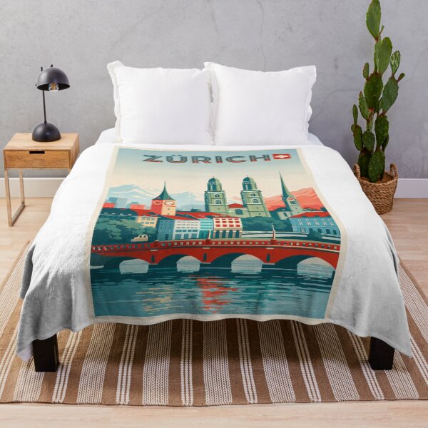 Item preview, Zürich Skyline with Grossmünster, Münsterbrücke and Swiss Alps View designed and sold by Aryabek.