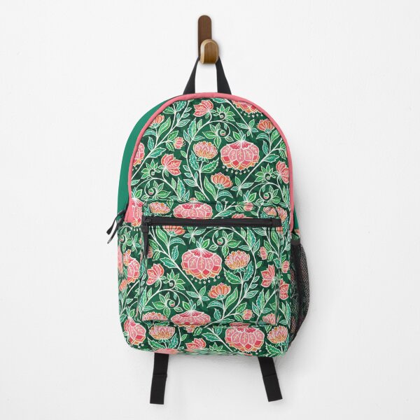 Item preview, Emerald Green with Bright Coral and Pink Textured Chalk Chintz designed and sold by micklyn.
