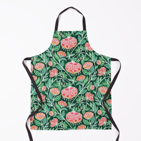 Item preview, Emerald Green with Bright Coral and Pink Textured Chalk Chintz designed and sold by micklyn.