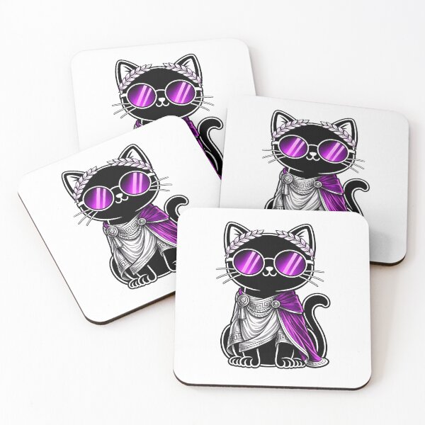 Item preview, Black cat series with purple glasses – Roman emperor & imperial toga designed and sold by Hosharu Gaming.
