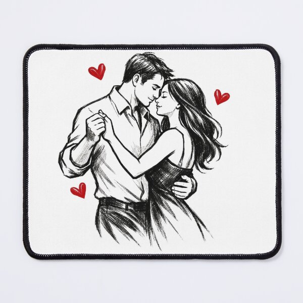 Item preview, Romantic Dance Silhouette with Love Hearts designed and sold by quietvisualsco.