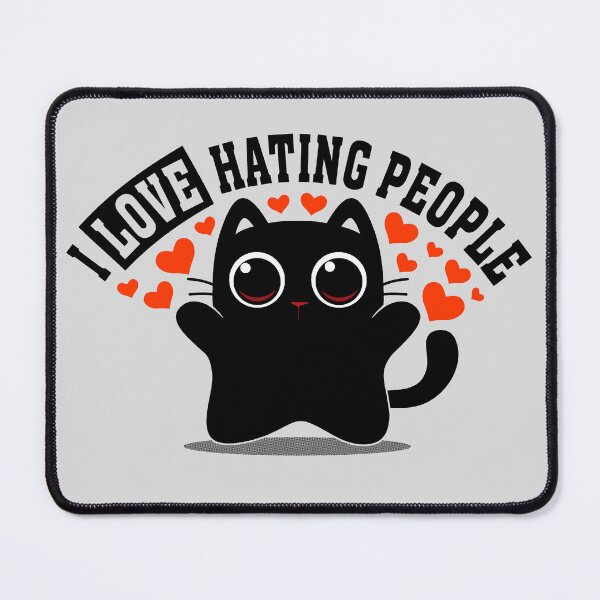 Item preview, I Love Hating People – Cute Black Cat with Hearts designed and sold by erion5k.