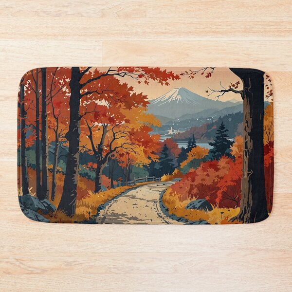Item preview, Autumn Maple Valley Ukiyo-e Japanese Fall Landscape designed and sold by Glitchart66.