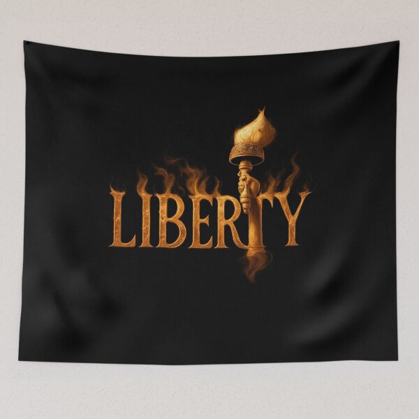 Item preview, Liberty Flame Typography - Patriotic Torch Illustration designed and sold by MKreative Studio.