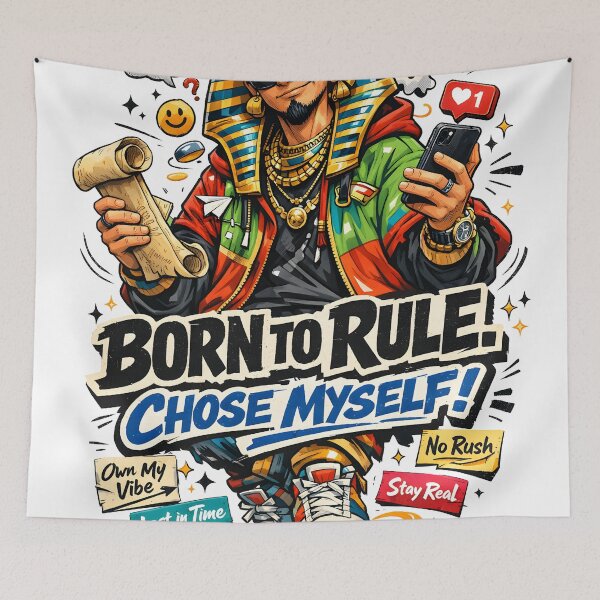 Item preview, Modern Pharaoh Streetwear Art - Born to Rule Chose Myself Ancient Egypt Gen Z Aesthetic Design by Vivaan Studio designed and sold by Vivaan Studio.