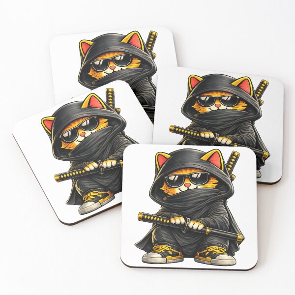 Item preview, Orange ninja cat – Badass design with katana & sunglasses designed and sold by Hosharu Gaming.