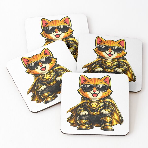 Item preview, Superhero orange cat – Black glasses & gold costume designed and sold by Hosharu Gaming.
