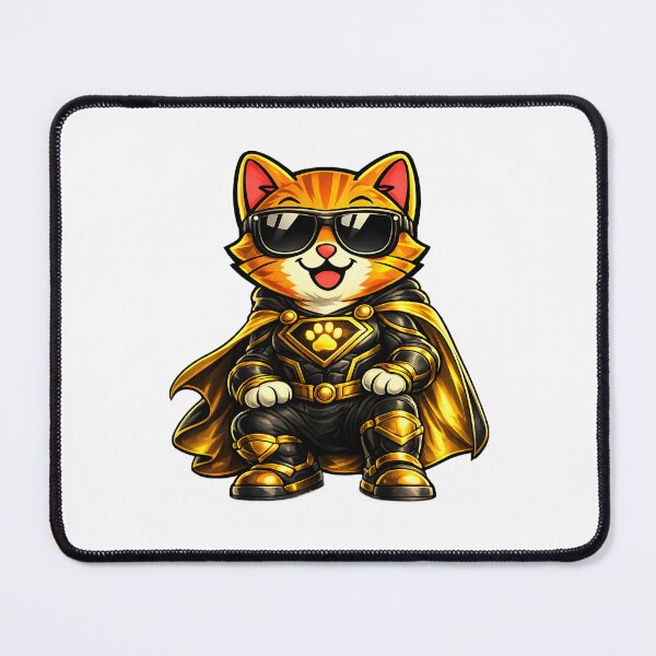 Item preview, Superhero orange cat – Black glasses & gold costume designed and sold by Hosharu Gaming.