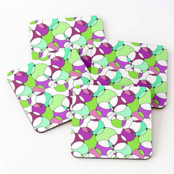 Item preview, Neurographic Joy Abstract Overlapping Shapes Neon Green Plum Purple designed and sold by thecolorbirdie.
