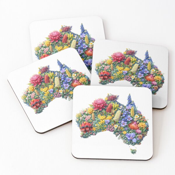 Item preview, Floral Australian Map designed and sold by M-Y-A-R-T-.