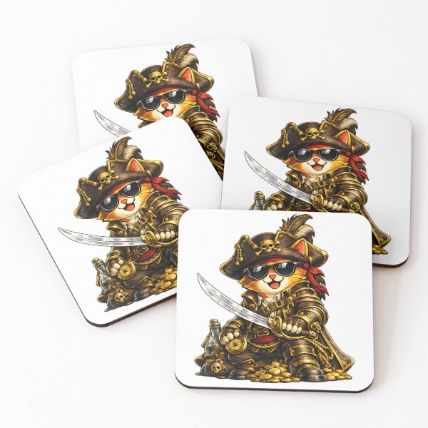 Item preview, Pirate orange cat – Sunglasses & treasure designed and sold by Hosharu Gaming.