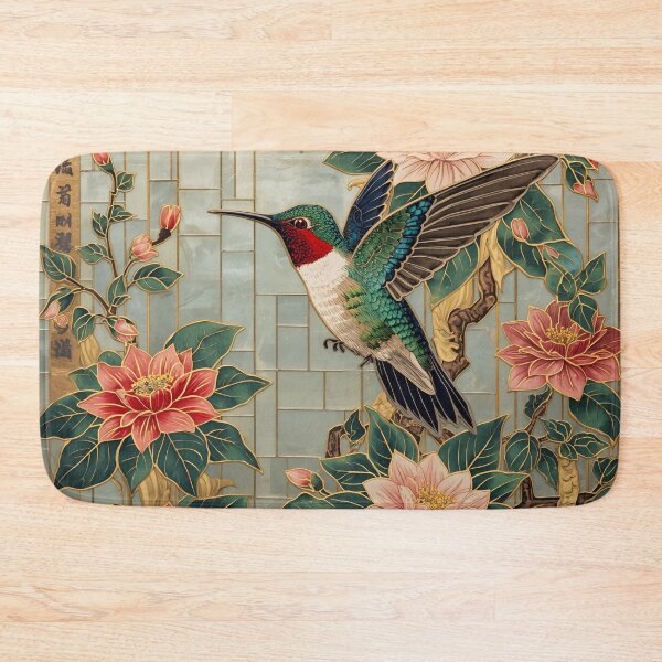 Item preview, Serene Hummingbird Garden – Stained Glass Floral Art designed and sold by FerryFineArt.