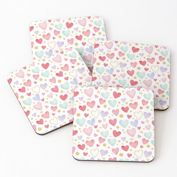 Item preview, Sweet Pastel Hearts & Gold Glitter - Romantic Watercolor Pattern designed and sold by DraftNDreamShop.