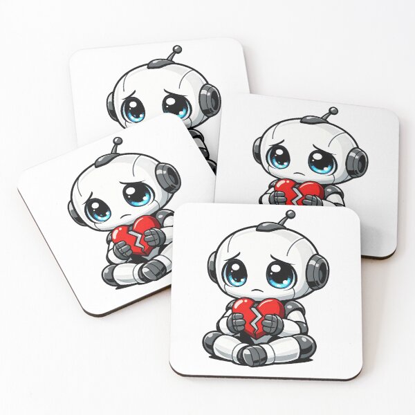 Item preview, Little sad robot with a broken heart designed and sold by Hosharu Gaming.
