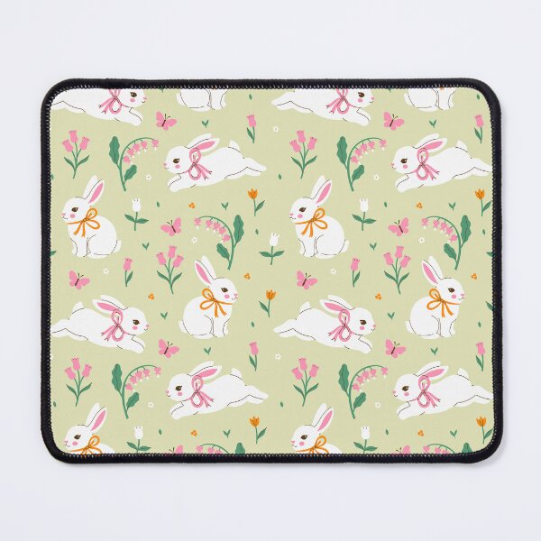Item preview, white rabbits and flowers designed and sold by burbura.