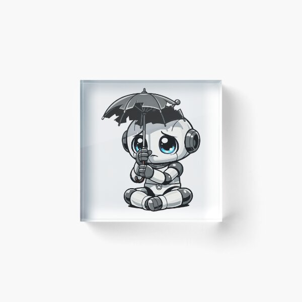 Item preview, A sad little robot hides under a broken umbrella designed and sold by Hosharu Gaming.