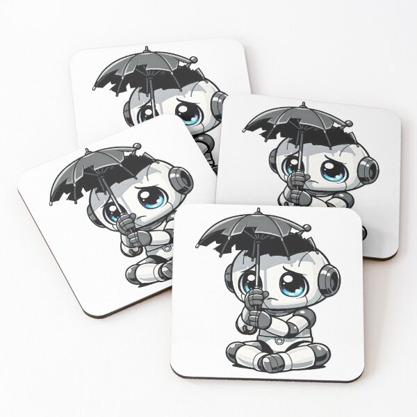 Item preview, A sad little robot hides under a broken umbrella designed and sold by Hosharu Gaming.