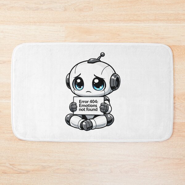 Item preview, A sad little robot displays "Error 404: Emotions not found" designed and sold by Hosharu Gaming.