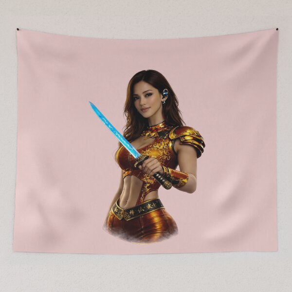 Item preview, Cyber Dragon Samurai Woman – Golden Armor Katana Warrior designed and sold by Dragon-Samurai.