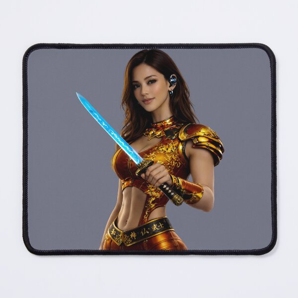 Item preview, Cyber Dragon Samurai Woman – Golden Armor Katana Warrior designed and sold by Dragon-Samurai.