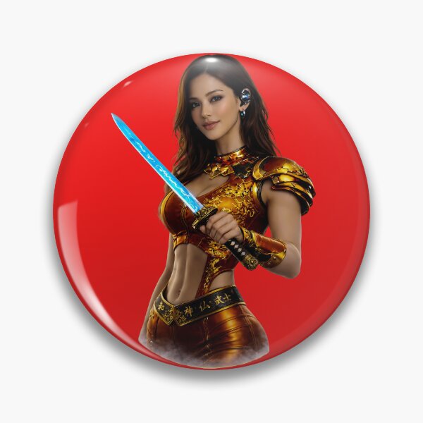 Item preview, Cyber Dragon Samurai Woman – Golden Armor Katana Warrior designed and sold by Dragon-Samurai.