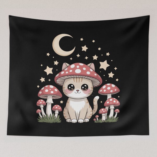 Item preview, Cute Cottagcore Cat Mushroom Hat Kawaii Grunge Aesthetic designed and sold by RipleMalphite.