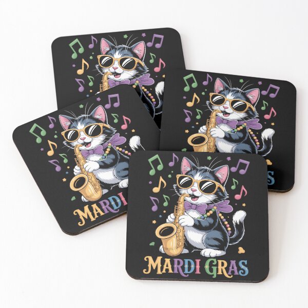 Item preview, Cute Jazz Cat in Sunglasses with Saxophone, Mardi Gras Fun designed and sold by RipleMalphite.