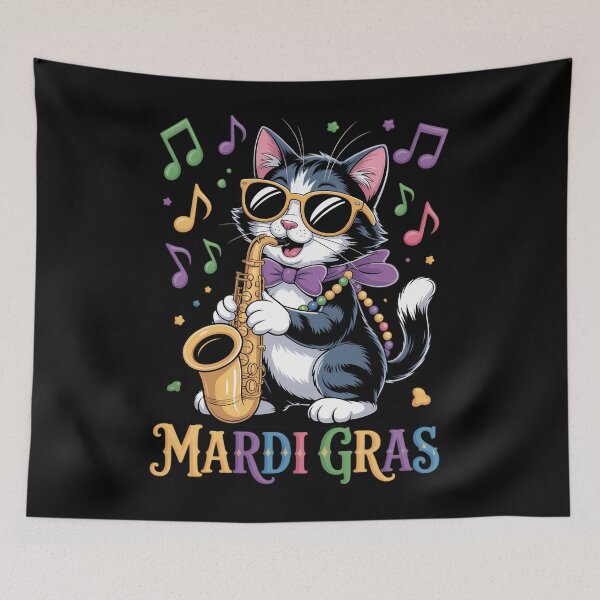 Item preview, Cute Jazz Cat in Sunglasses with Saxophone, Mardi Gras Fun designed and sold by RipleMalphite.