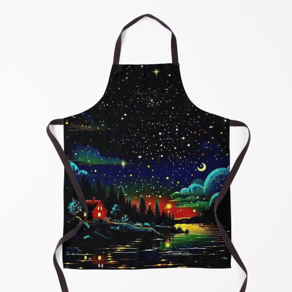 Item preview, Magical Starry Night Cabin by the Lake Retro Art designed and sold by T-I-D-E.