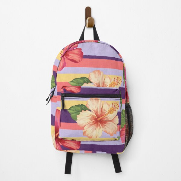 Item preview, Lavender Hibiscus Bold Stripe Pattern designed and sold by VibeShift Studio.