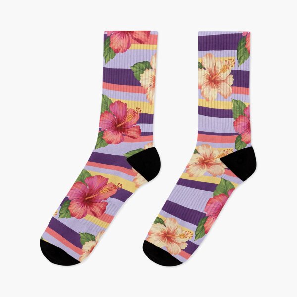 Item preview, Lavender Hibiscus Bold Stripe Pattern designed and sold by VibeShift Studio.