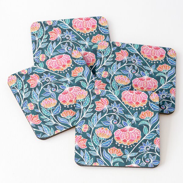 Item preview, Jewel Toned Textured Chalk Chintz in Bright Pink Red and Blue designed and sold by micklyn.