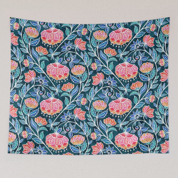Item preview, Jewel Toned Textured Chalk Chintz in Bright Pink Red and Blue designed and sold by micklyn.