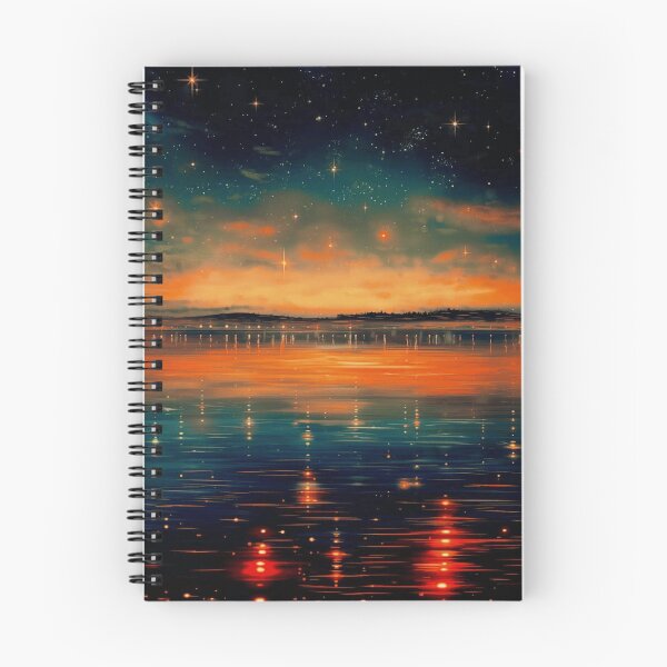 Item preview, Golden Starry Night Reflection Lake Sunset Art designed and sold by T-I-D-E.