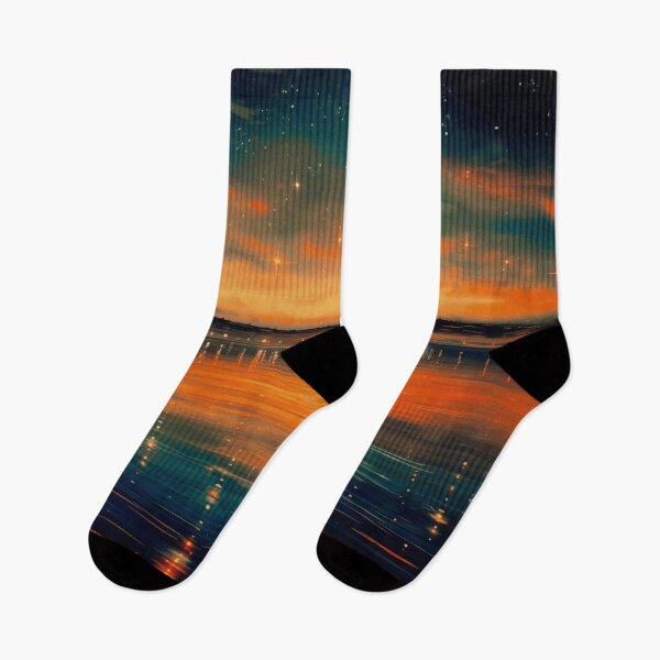 Item preview, Golden Starry Night Reflection Lake Sunset Art designed and sold by T-I-D-E.