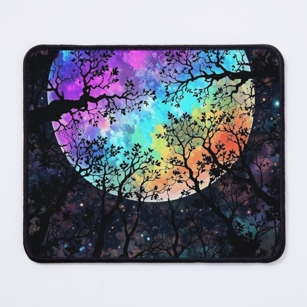 Item preview, Magical Rainbow Moon Silhouette Forest Night Art designed and sold by T-I-D-E.