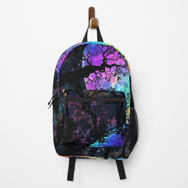 Item preview, Magical Rainbow Moon Silhouette Forest Night Art designed and sold by T-I-D-E.