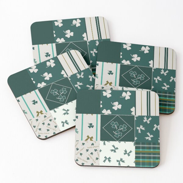 Item preview, St Patrick's Holiday Cheater Quilt in classic green &golden tones  designed and sold by aneladesigns.