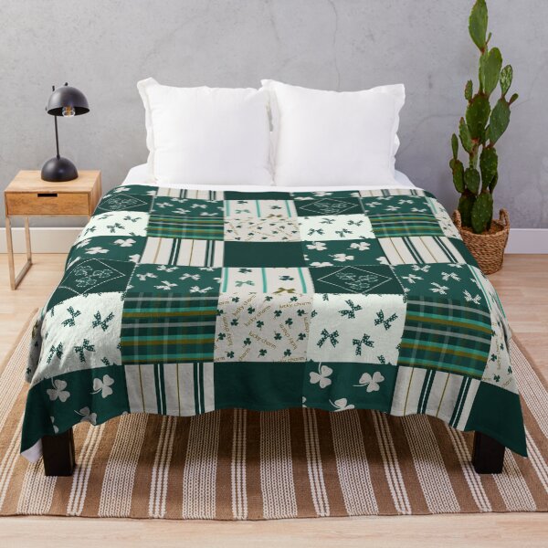 Item preview, St Patrick's Holiday Cheater Quilt in classic green &golden tones  designed and sold by aneladesigns.