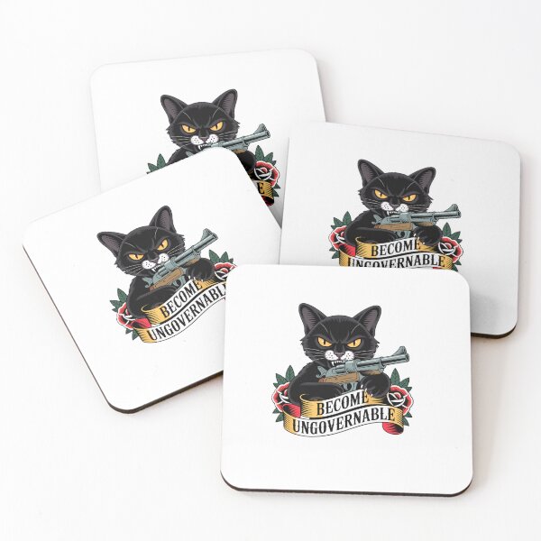 Item preview, Become Ungovernable Black Angry Cat designed and sold by Chris-graphics-art.
