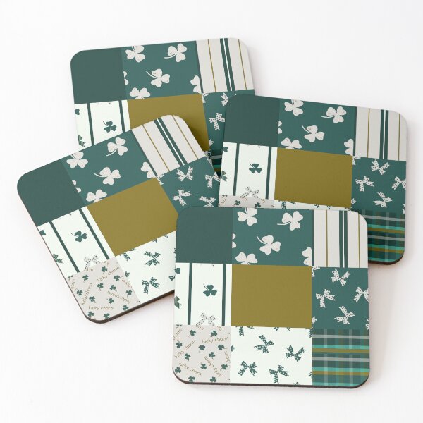 Item preview, St Patrick's Holiday Cheater Quilt in classic green &golden tones  designed and sold by aneladesigns.