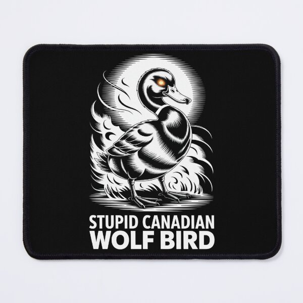 Item preview, Stupid Canadian Wolf Bird - Muscular Buff Standing Woodcut Design designed and sold by DarylWelsh2024.