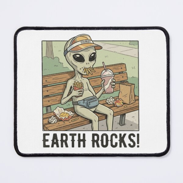 Item preview, Earth Rocks – Alien Tourist Eating Fast Food designed and sold by NOVALOOMARCH.