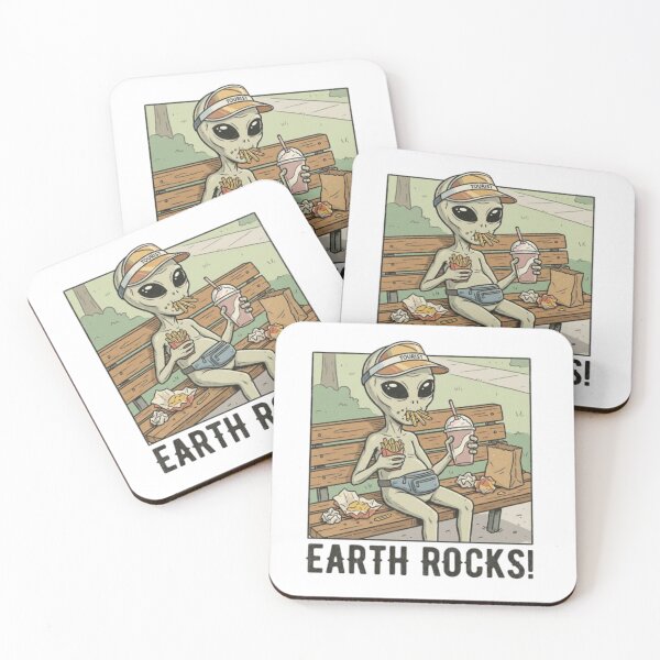 Item preview, Earth Rocks – Alien Tourist Eating Fast Food designed and sold by NOVALOOMARCH.